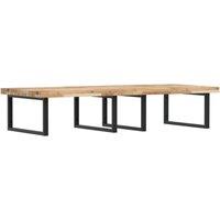 Berkfield Home Basin Shelf Wall Mounted Steel & Solid Wood Acacia in Brown