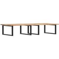 Berkfield Home Basin Shelf Wall Mounted Steel & Solid Wood Acacia in Brown