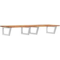 Berkfield Home Basin Shelf Wall Mounted Steel & Solid Wood Acacia in Brown