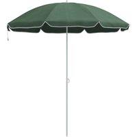 Berkfield Home Beach Parasol with Metal Pole Green 161x193 cm Polyester