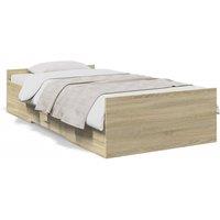 Berkfield Home Bed Frame with Drawers without Mattress Sonoma Oak 100x200 cm in Light Brown