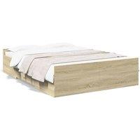 Berkfield Home Bed Frame with Drawers without Mattress Sonoma Oak 140x190 cm in Light Tan