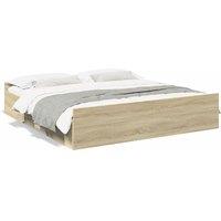 Berkfield Home Bed Frame w/Drawers Frame Sonoma Oak 180x200 cm Super King in Light Tan