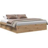 Berkfield Home Bed Frame without Mattress Artisan Oak 200x200cm Engineered Wood in Brown | Size: 200x200 cm