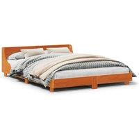 Berkfield Home Bed Frame without Mattress Wax Brown 150x200 cm King Size Solid W