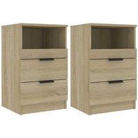 Berkfield Home Bedside Cabinets 2 pcs Sonoma Oak Engineered Wood in Light Sand