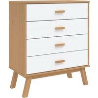 Berkfield Home Drawer Cabinet OLDEN White & Brown Solid Wood Pine