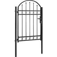 Berkfield Home Fence Gate with Arched Top Steel 100x150 cm Black