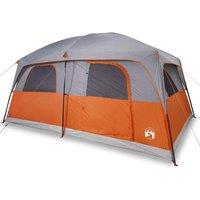 Berkfield Home Family Tent Cabin 10-Person Grey & Orange Waterproof