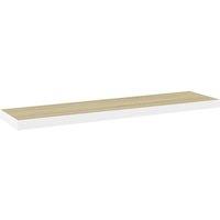 Berkfield Home Floating Wall Shelf Oak & White 120x23.5x3.8 cm MDF in Brown