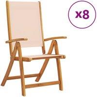 Berkfield Home Folding Garden Chairs 8 pcs Solid Wood Acacia & Textilene in Brown