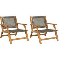 Berkfield Home Garden Chairs 2 pcs Grey 76x67x73.5 cm Solid Wood Acacia