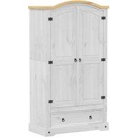 Berkfield Home Wardrobe Corona White 102x52x186 cm Solid Wood Pine | Size: 102 x 52 x 186 cm