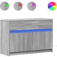 Berkfield Home TV Cabinet with LED Grey Sonoma 91x34x61 cm Engineered Wood | Size: 91 x 34 x 61 cm