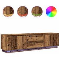 Berkfield Home TV Cabinet with LED Lights Old Wood 193.5x41x50 cm in Brown