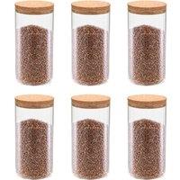 Berkfield Home Storage Glass Jars with Cork Lid 6 pcs 1400 ml in Clear