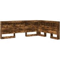 Berkfield Home Storage Headboard with Shelf Smoked oak 140 cm Engineered wood in Brown