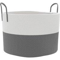 Berkfield Home Storage Basket Grey & White 51x33 cm Cotton | Size: 51x33 cm