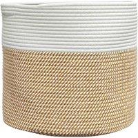 Berkfield Home Storage Basket Brown & White 40x35 cm Cotton | Size: 40x35 cm