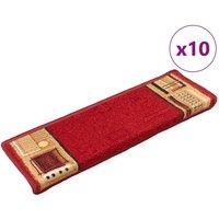Berkfield Home Stair Mats Self-adhesive 10 pcs 65x21x4 cm Red | Size: Medium