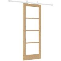 Berkfield Home Sliding Door with Hardware Set 'ORKDAL'Solid Wood & Glass in Beige