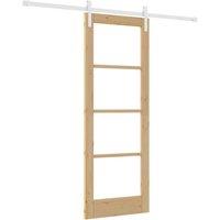 Berkfield Home Sliding Door with Hardware Set 'ORKDAL'Solid Wood & Glass in Beige