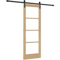 Berkfield Home Sliding Door with Hardware Set 'ORKDAL'Solid Wood & Glass in Beige