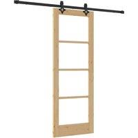 Berkfield Home Sliding Door with Hardware Set "ORKDAL" Solid Wood & Glass in Beige