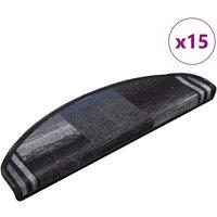 Berkfield Home Self-adhesive Stair Mats 15 pcs Black & Grey 65x21x4 cm | Size: Medium