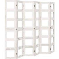 Berkfield Home Room Divider 6 Panels White Solid Wood Paulownia