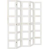 Berkfield Home Room Divider 5 Panels White Solid Wood Paulownia