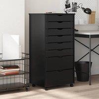 Berkfield Home Rolling Cabinet with Drawers MOSS Black Solid Wood Pine