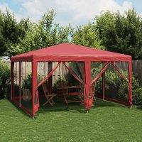 Berkfield Home Party Tent with 8 Mesh Sidewalls Red 4x4 m HDPE