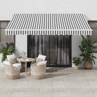 Berkfield Home Manual Retractable Awning with LED Anthracite&White 400x350 cm