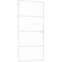 Berkfield Home Interior Door White 93x201.5 cm Tempered Glass&Aluminium Slim