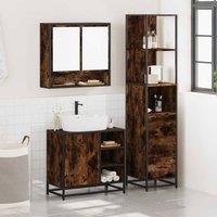 Berkfield Home Durable 3 Piece Bathroom Furniture Set Smoked Oak Engineered Wood in Brown