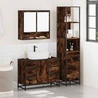 Berkfield Home Durable 3 Piece Bathroom Furniture Set Smoked Oak Engineered Wood in Brown