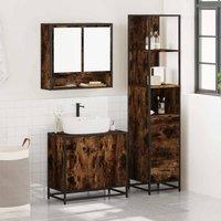 Berkfield Home Durable 3 Piece Bathroom Furniture Set Smoked Oak Engineered Wood in Brown