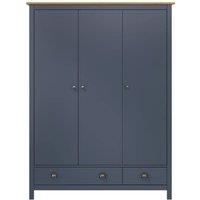 Berkfield Home Modern 3-Door Wardrobe Hill Grey 127x50x170 cm Solid Pine Wood in Dark Navy | Size: 127 x 50 x 170 cm