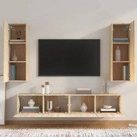 Berkfield Home Classic 4 Piece TV Cabinet Set Sonoma Oak Engineered Wood in Light Oak