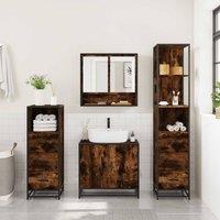 Berkfield Home Durable 4 Piece Bathroom Furniture Set Smoked Oak Engineered Wood in Brown