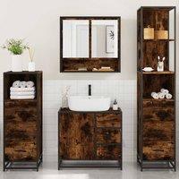 Berkfield Home Durable 4 Piece Bathroom Furniture Set Smoked Oak Engineered Wood in Brown