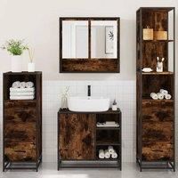 Berkfield Home Durable 4 Piece Bathroom Furniture Set Smoked Oak Engineered Wood