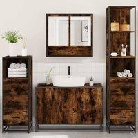 Berkfield Home Durable 4 Piece Bathroom Furniture Set Smoked Oak Engineered Wood in Brown