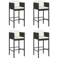 Berkfield Home Beautiful 5 Piece Garden Bar Set with Cushions Black Poly Rattan