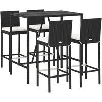 Berkfield Home Beautiful 5 Piece Garden Bar Set with Cushions Black Poly Rattan