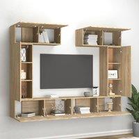Berkfield Home Classic 6 Piece TV Cabinet Set Sonoma Oak Engineered Wood in Light Brown