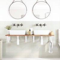 Berkfield Home Elegant Basin Shelf Wall Mounted Steel & Solid Wood Acacia in Brown