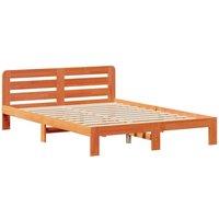 Berkfield Home Decorative Bed Frame Frame Wax Brown 150x200 cm King Size Solid W