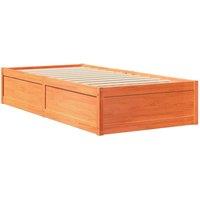 Berkfield Home Modern Bed Frame without Mattress Wax Brown 90x190 cm Single Soli